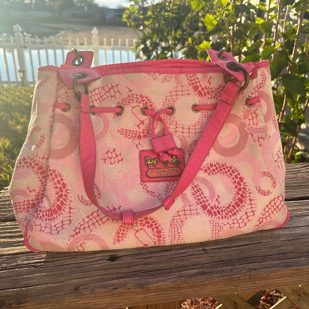 Rare Vintage Coach Pink Tote Bag